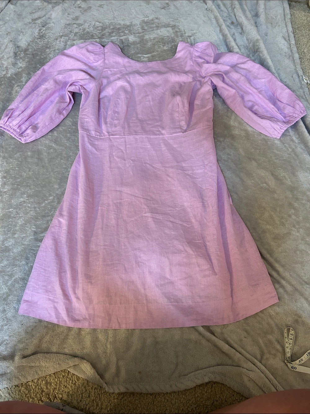 NWT Ann Taylor crisp lilac linen blend open back dress
